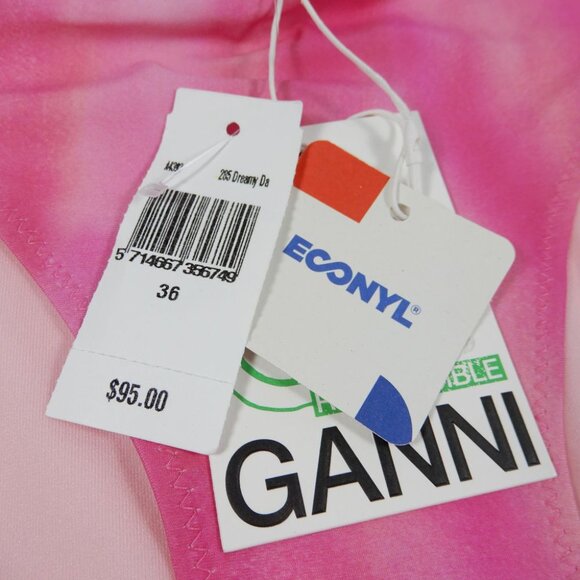 GANNI BIKINI SET Strapless Swim Top & Bottom Size S 36 Pink Tie Dye NEW $240 - Picture 13 of 16